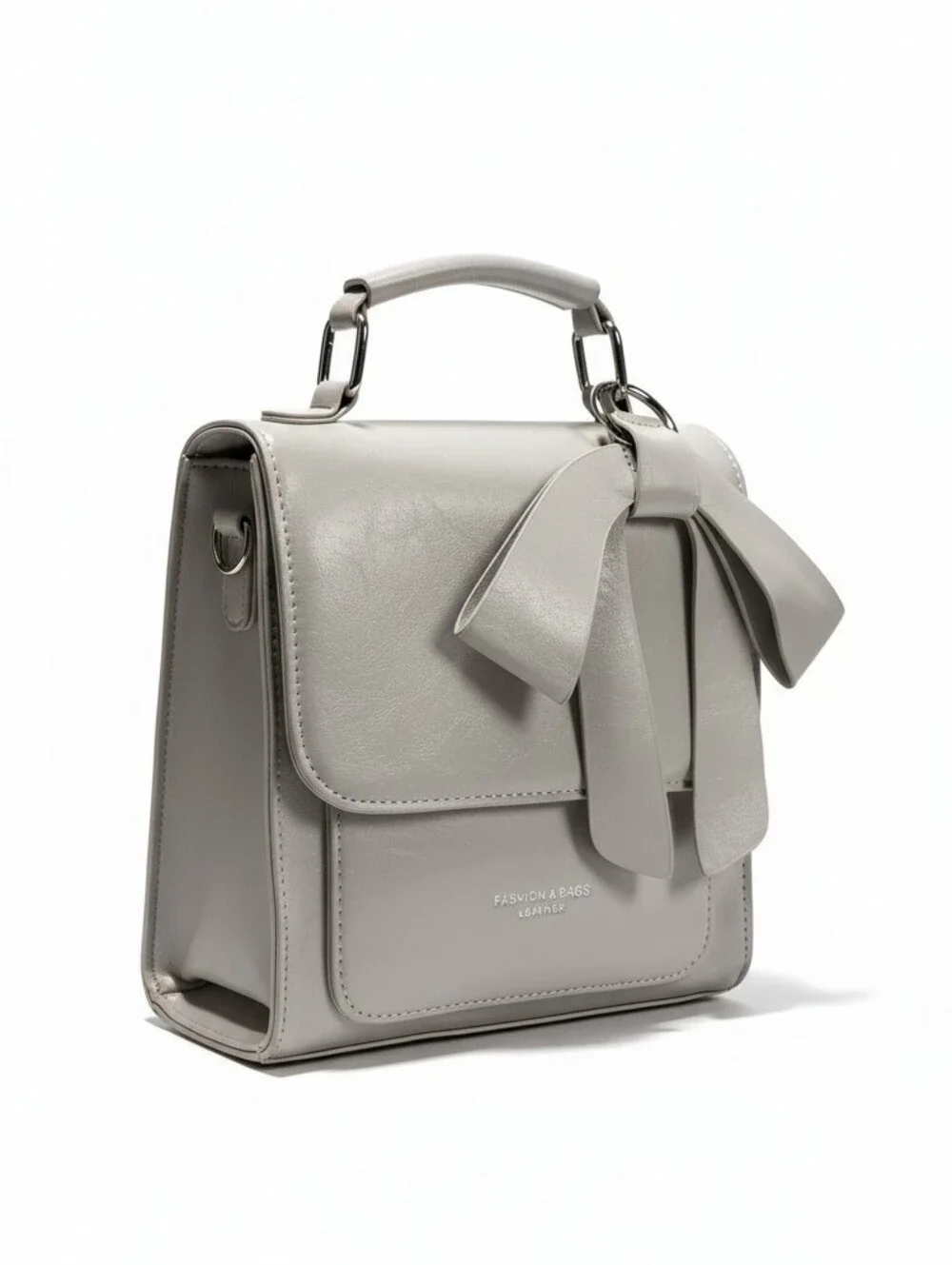 Sassified Boutique Nwot Classic Convetible Bag With Bow Accents in grey.